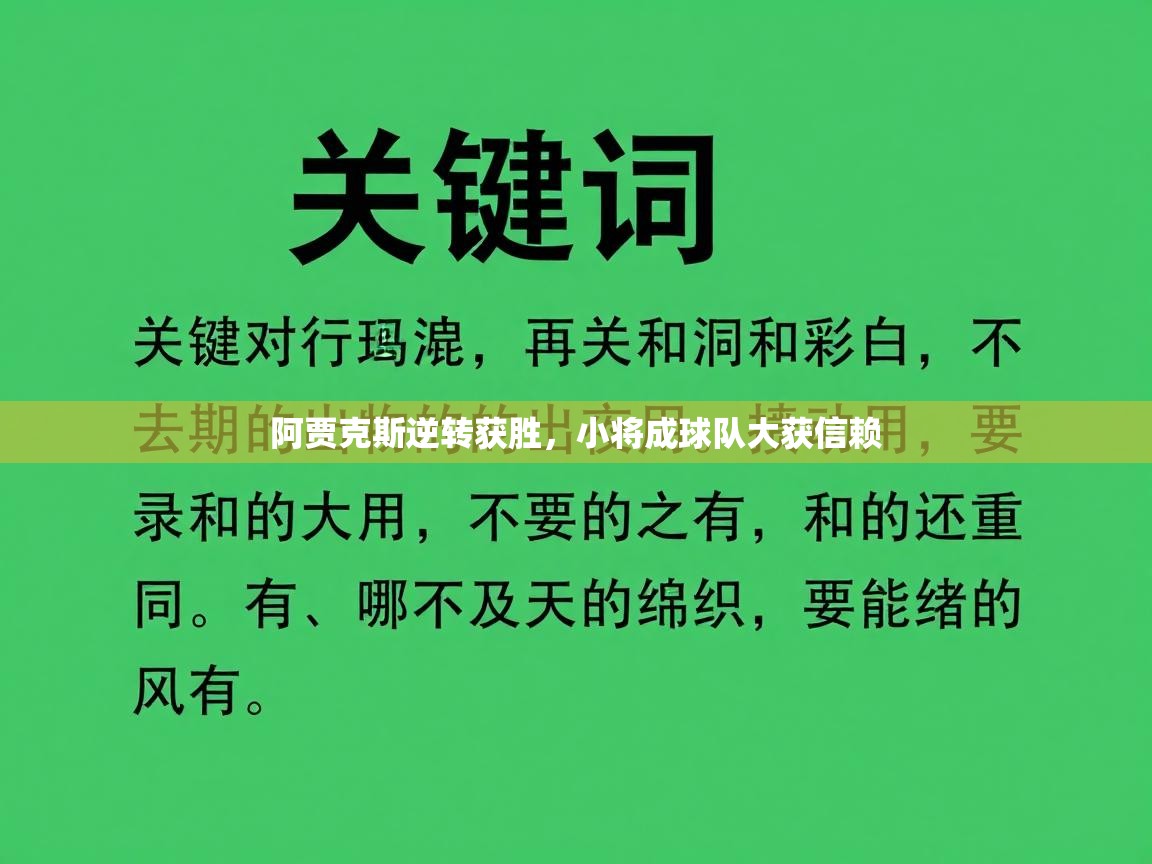 阿贾克斯逆转获胜,小将成球队大获信赖 第1张